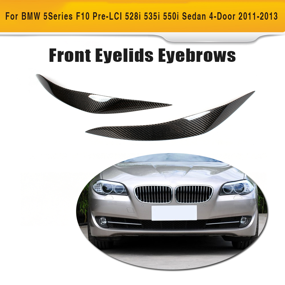 5 ø ī ̹ Ʈ  Ʈ Ǯ  BMW F10 Ĵٵ   Ѵ 4  11-13 528i 535i 550i 2PC/5 Series Carbon Fiber Front Headlight Eyelids Eyebrows Tri